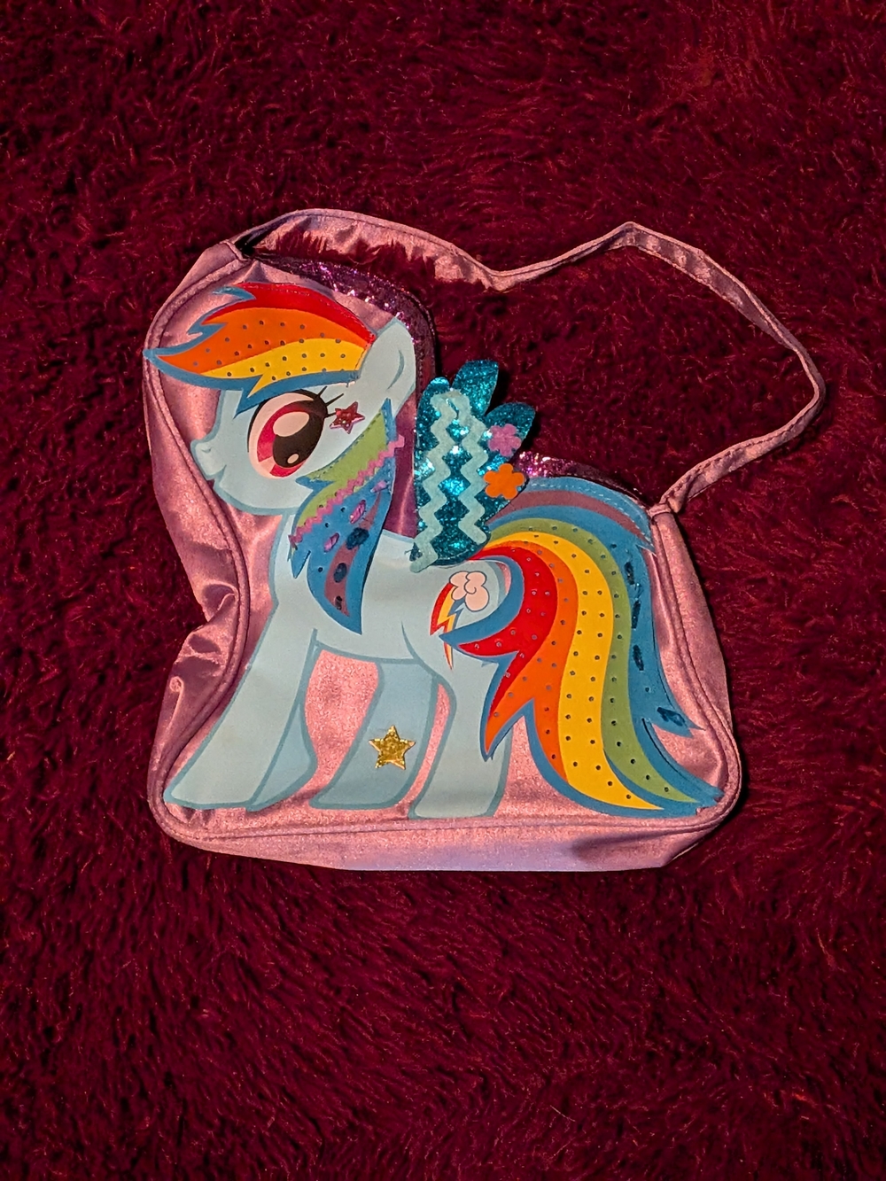 My Little Pony Rainbow Dash Stitch & Style Purple Satin Purse Shoulder Bag Cute